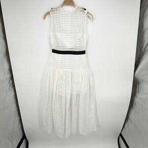 self-portrait corded lace-trimmed pliss-chiffon midi dress self-portrait - Cream Chiffon Lace Midi Dress